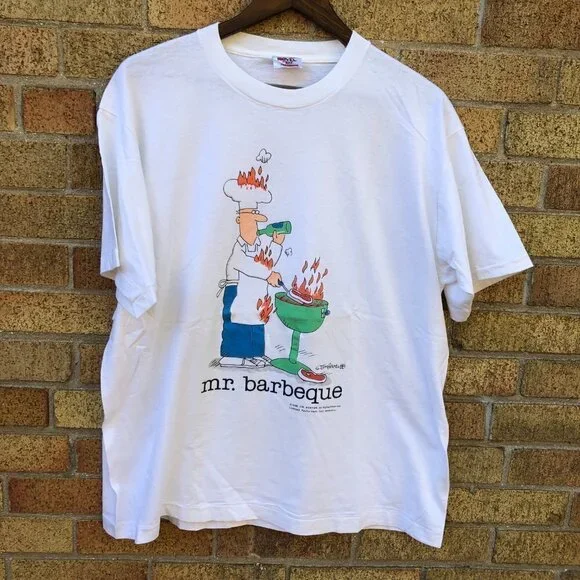 Vintage Single Stitch 1989 Jim Benton Mr. Barbeque Graphic T Shirt XL - Picture 12 of 13
